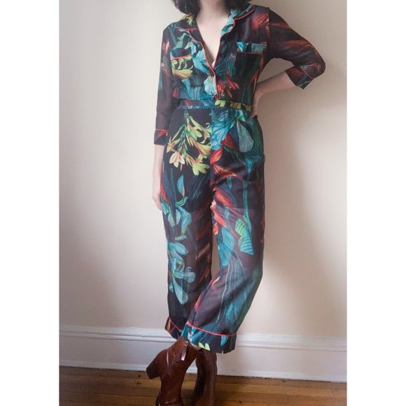 Pants - chiffon tropical jumpsuit